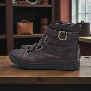 Born Women's Brown Strappy Leather Zipper Shoes Ankle Boots Size 8.5